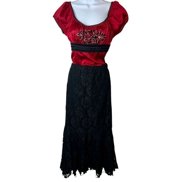 Women’s Gothic Victorian Textured Floral Maxi Mermaid Skirt - Picture 1 of 6